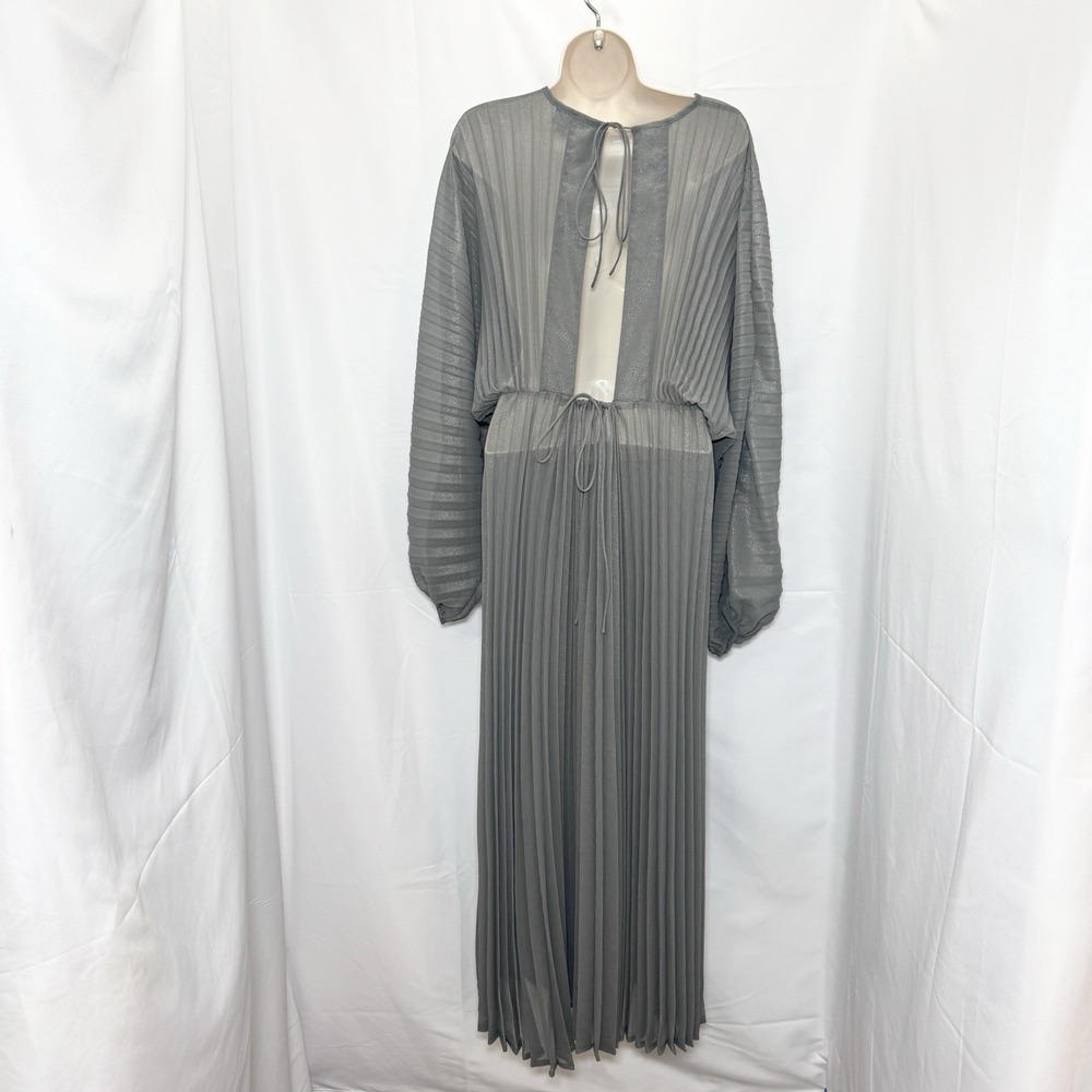 Sheer Pleated Taupe Women’s Dress- Resort Wear One Size - Picture 4 of 10